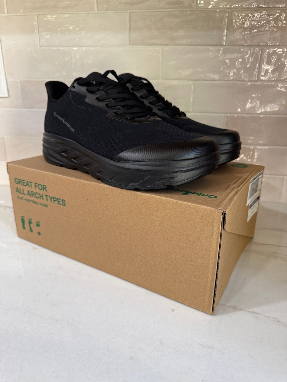 OrthoComfoot Orthopedic Diabetic Men's Wide Shoes Black Sneakers Size 10
